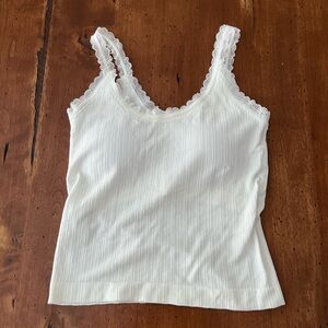 Vital Life Ivory Lace Trim Cropped Tank